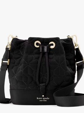 🖤NWOT KATE SPADE ♠️ NEW YORK SPADE FLOWER BLACK BUCKET BAG!